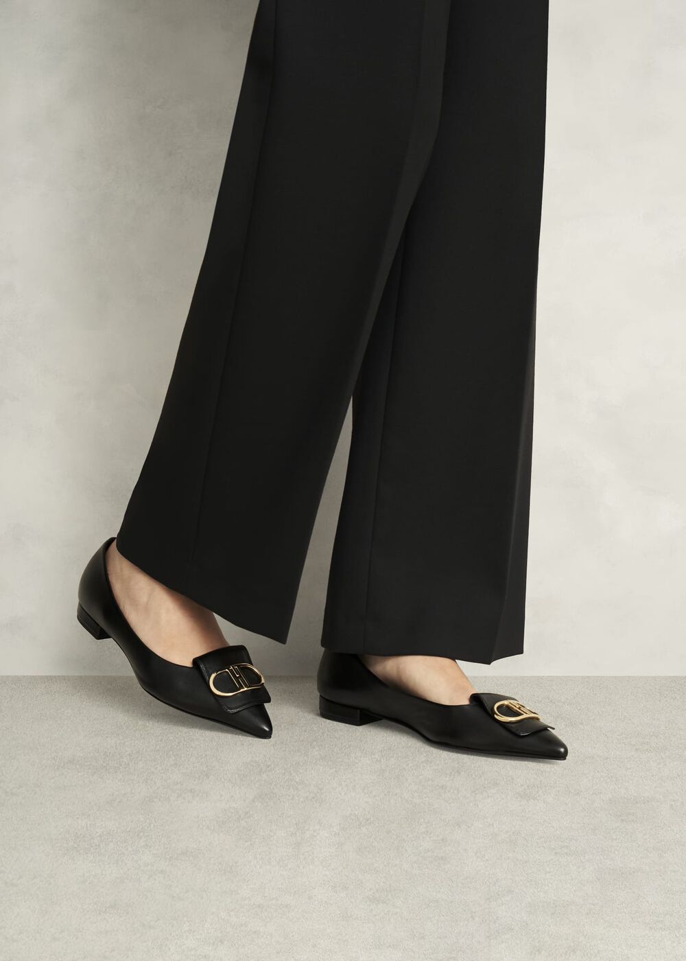 Leah Pointed Flats, Black, hi-res