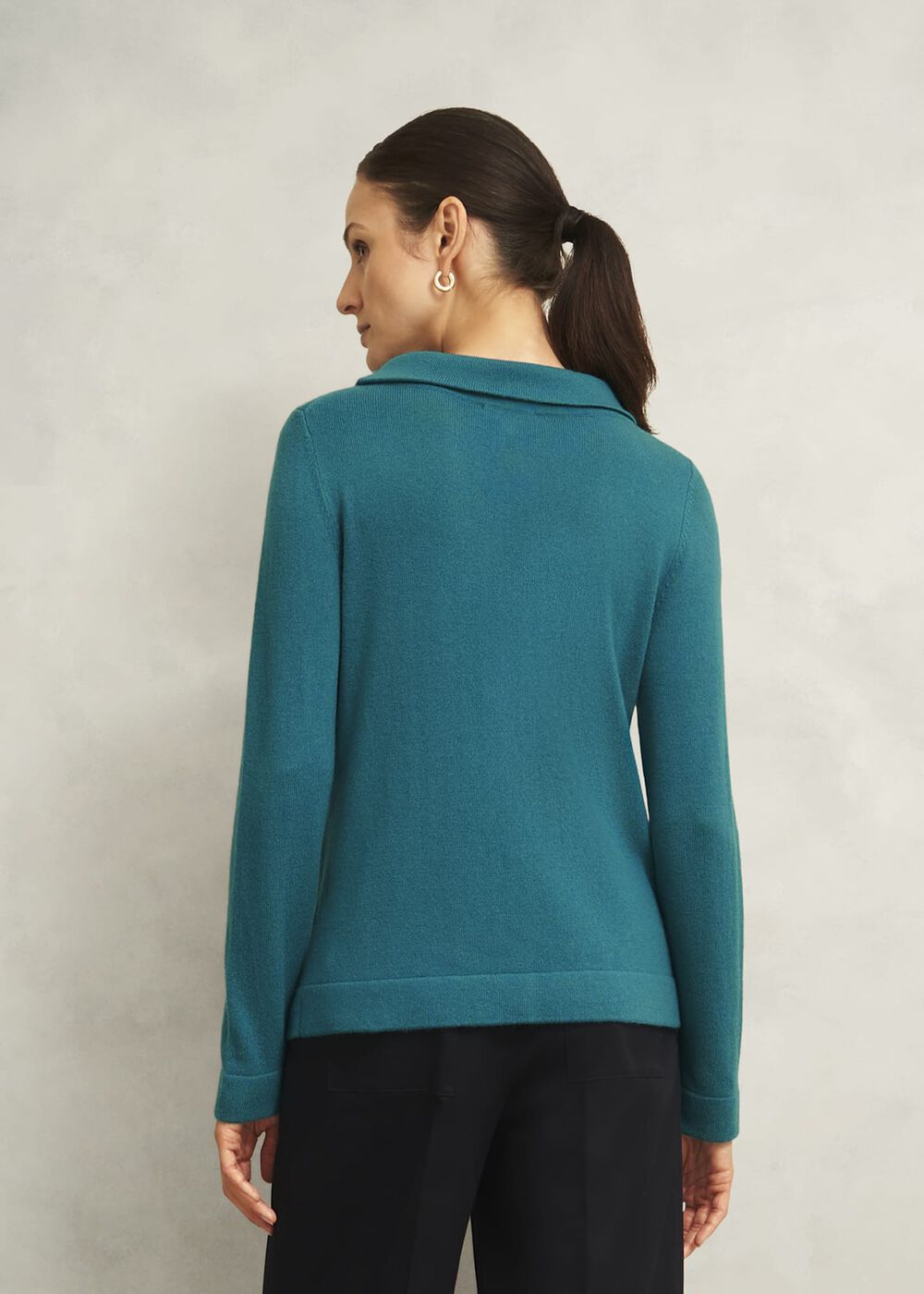 Dark Green Audrey Cashmere Blend Roll Neck Sweater, Deep Lake Green, hi-res
