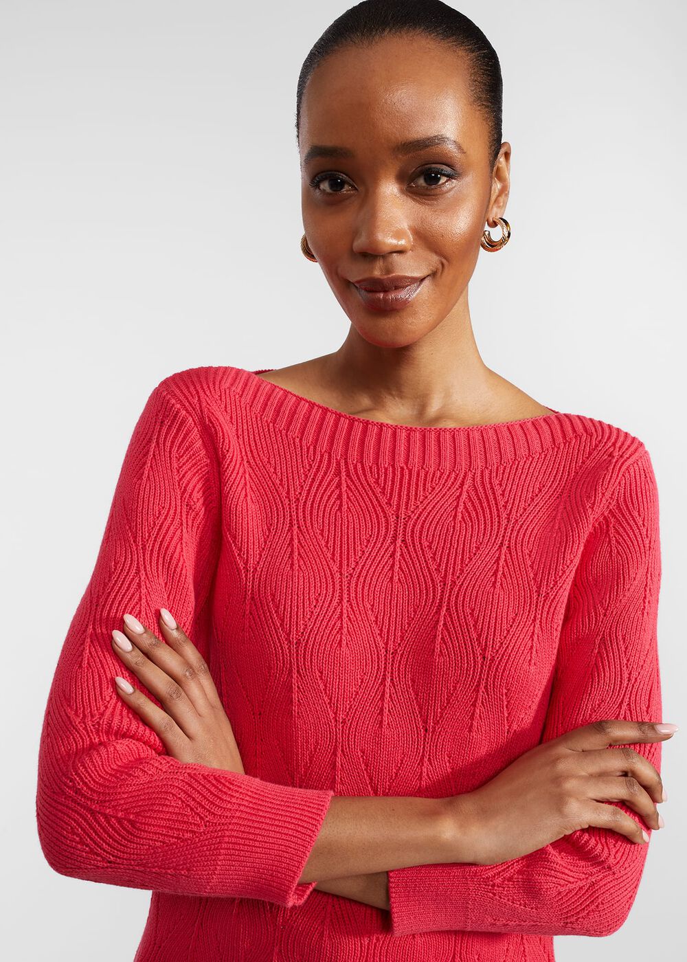 Laney Cotton Sweater, Rouge Pink, hi-res