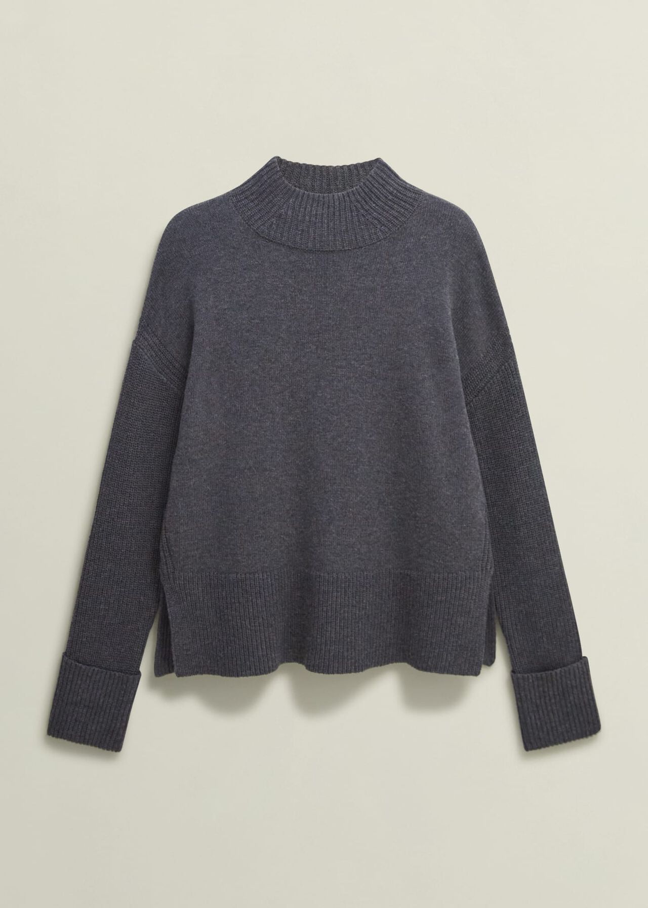 Gaskell Co-Ord Wool Cotton Sweater, Dark Grey Marl, hi-res