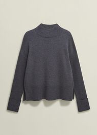 Gaskell Co-Ord Wool Cotton Sweater, Dark Grey Marl, hi-res
