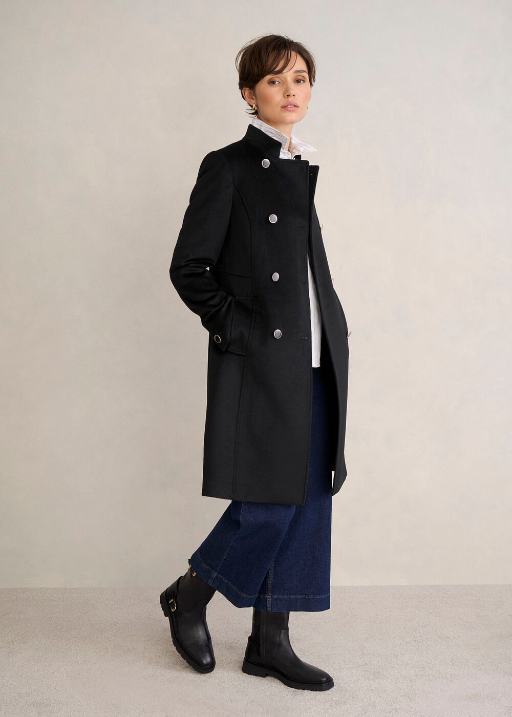 Selina Wool Coat, Black, hi-res
