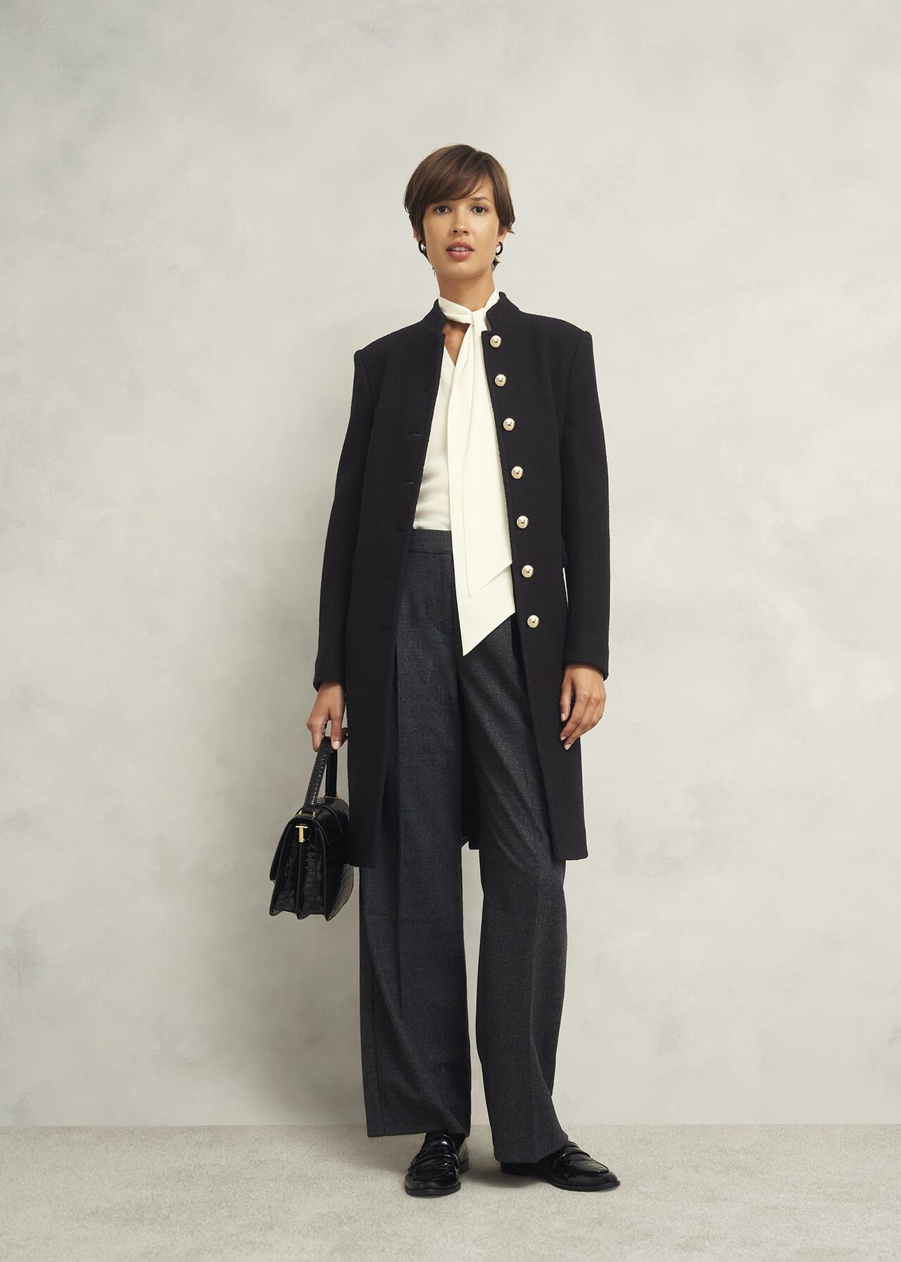 Wilma Wool Coat, Black, hi-res
