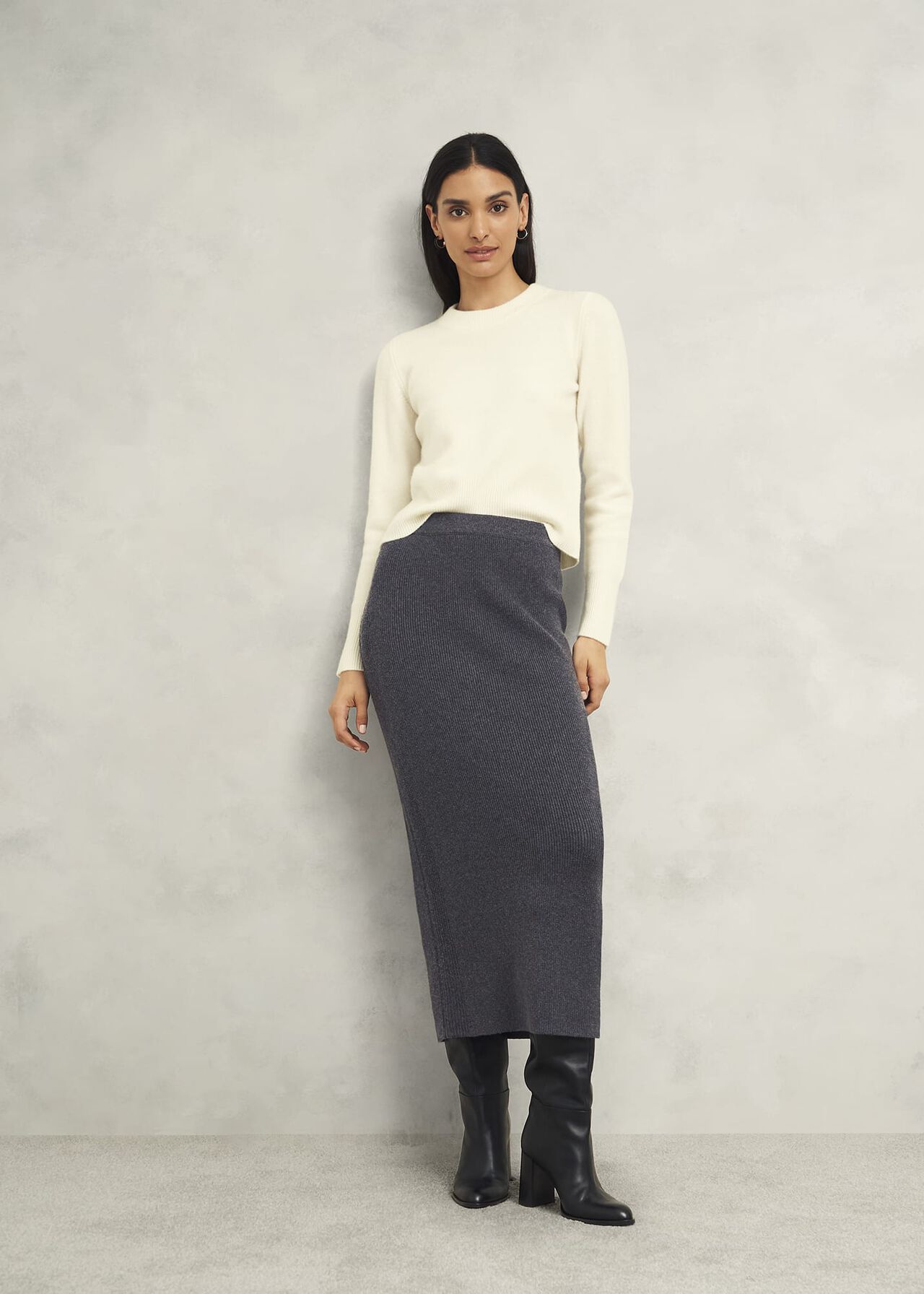 Hoghton Brushed Cashmere Jumper, Warm Ivory, hi-res