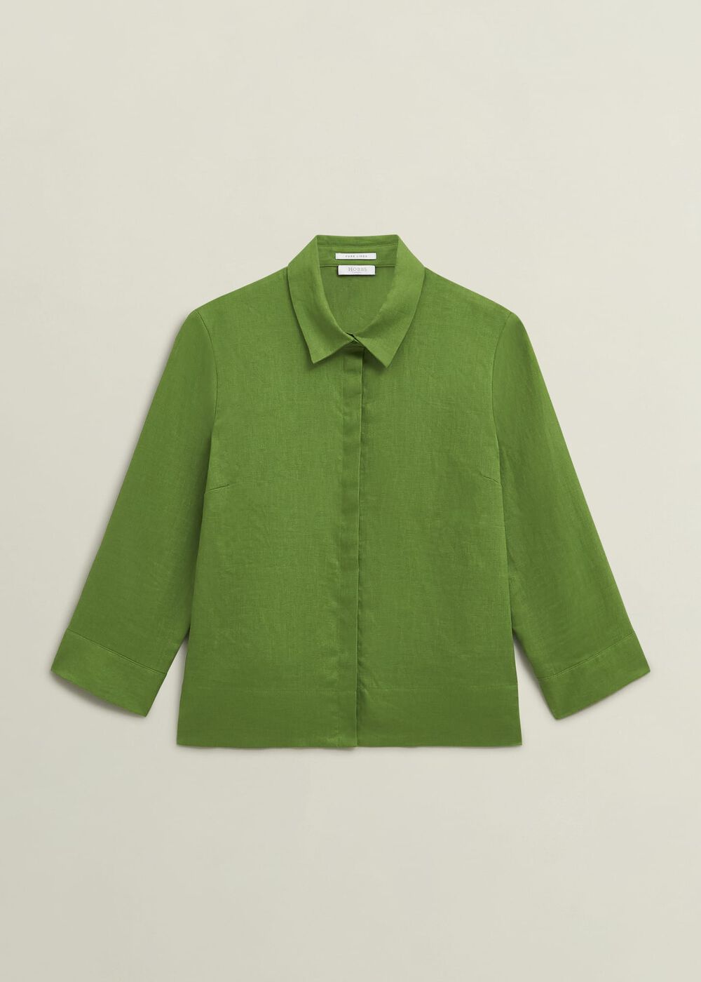 Nita Linen Shirt, Green, hi-res