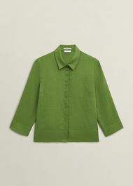 Nita Linen Shirt, Green, hi-res