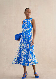 Angelica Floral Dress, Blue Cream, hi-res
