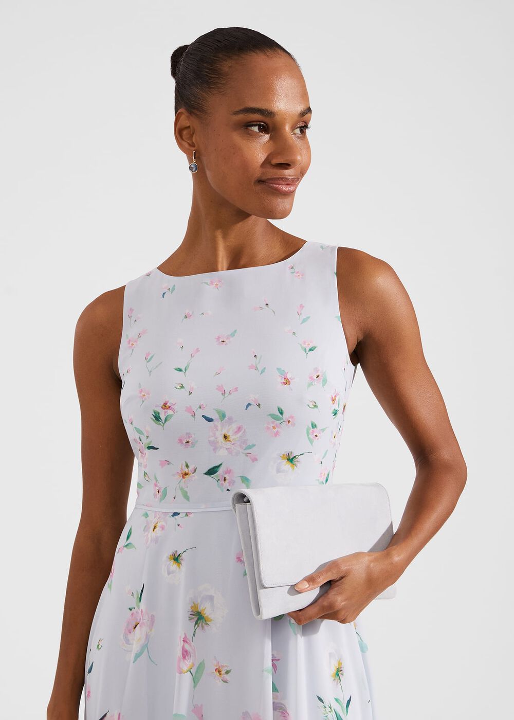 Chelsea Suede Clutch Bag, Pale Blue, hi-res