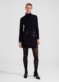 Hana Cotton Blend Skirt, Navy, hi-res