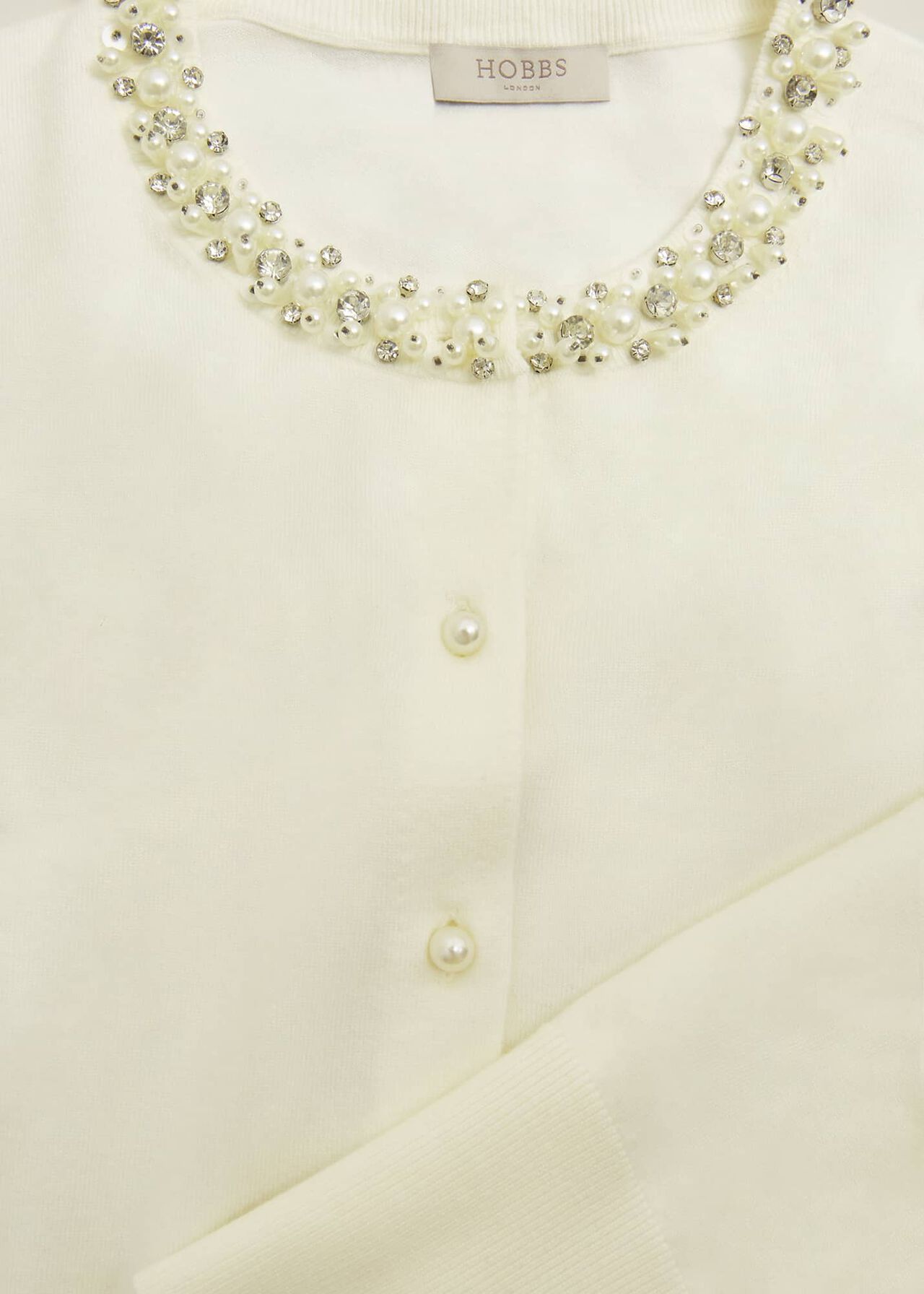 Oakley Beaded Cardigan, Ivory, hi-res