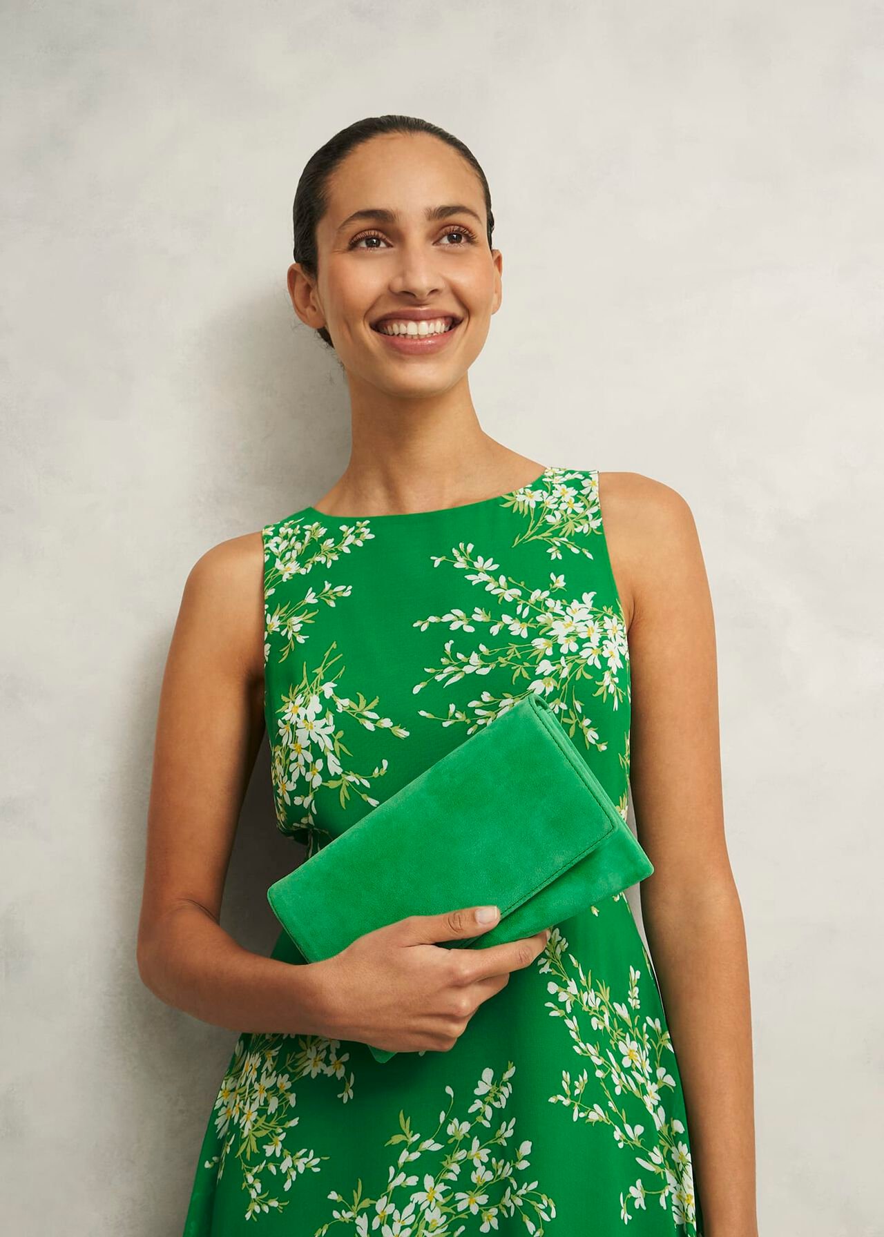 Renata Suede Clutch, Cilantro Green, hi-res