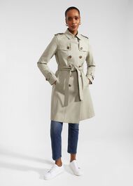 Petite Saskia Shower Resistant Trench Coat, Sage Green, hi-res
