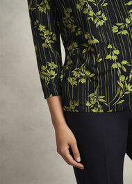 Julia Printed Top, Navy Green, hi-res