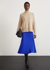Lovell Co-Ord Wool Cotton Roll Neck Jumper, Oatmeal Marl, hi-res