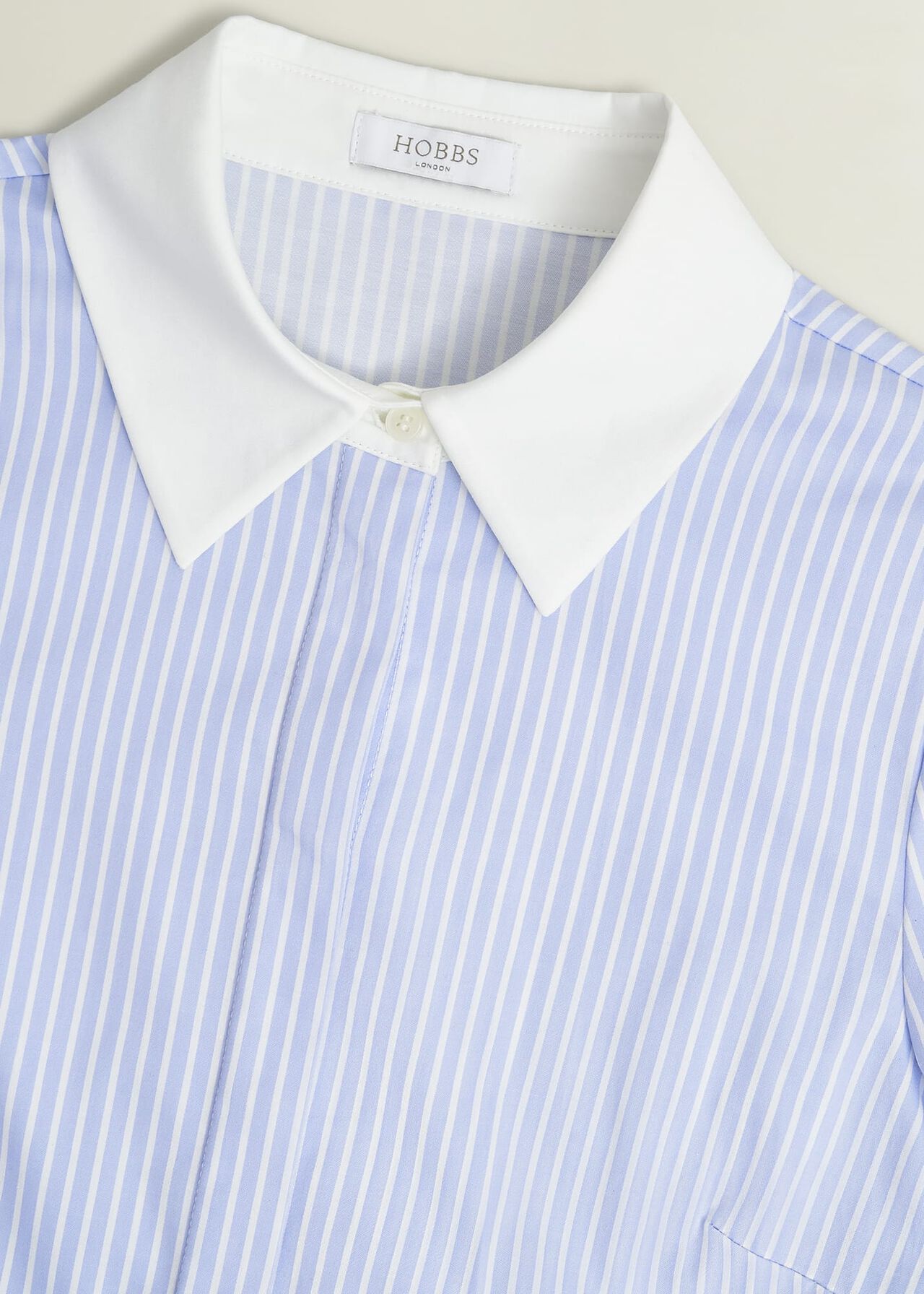 Victoria Cotton Blend Shirt, Pale Blue White, hi-res
