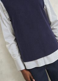 Navy Ruby Crew Neck Layering Knitted Vest, True Navy, hi-res