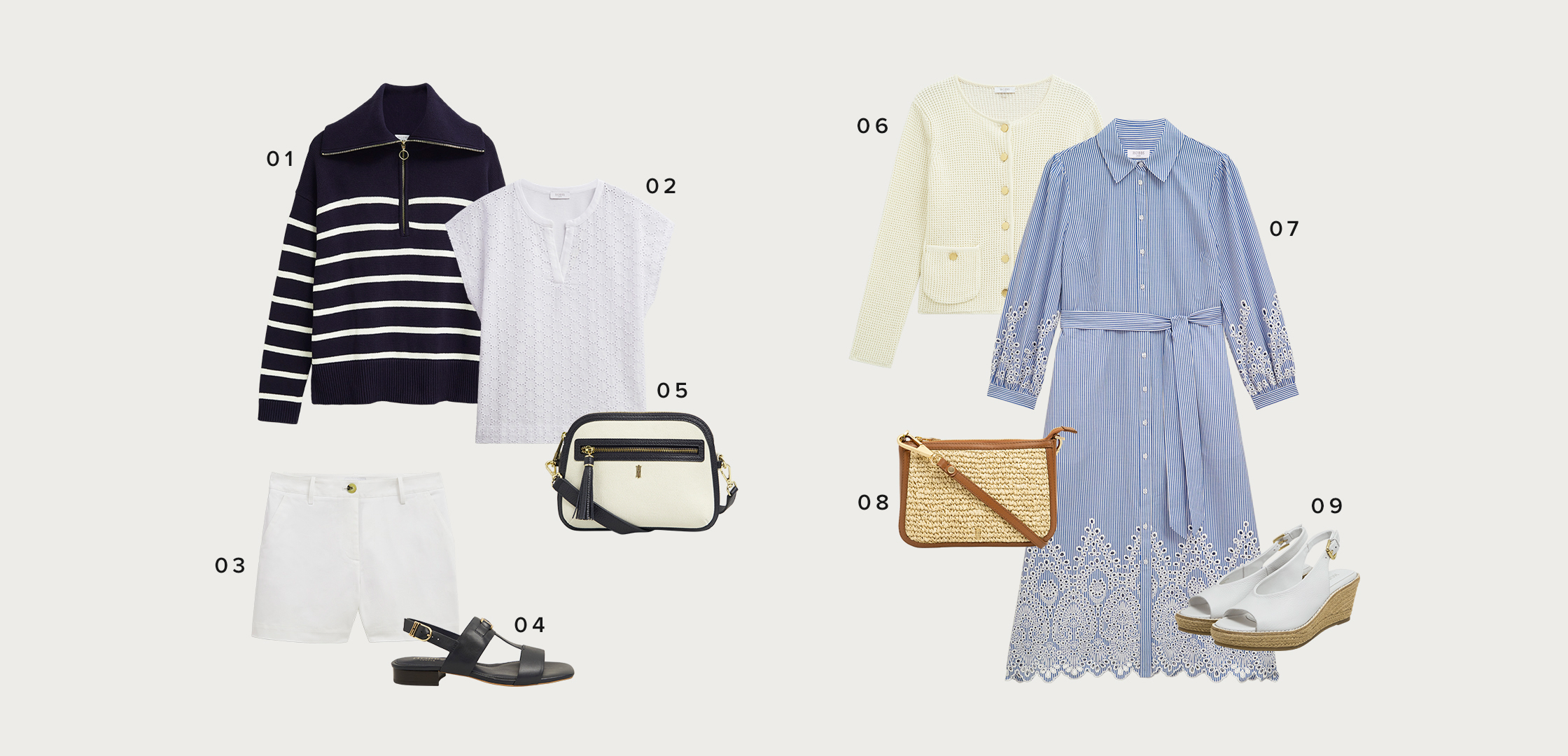 A selection of women’s clothing, curated for what to wear to Murray Mound.