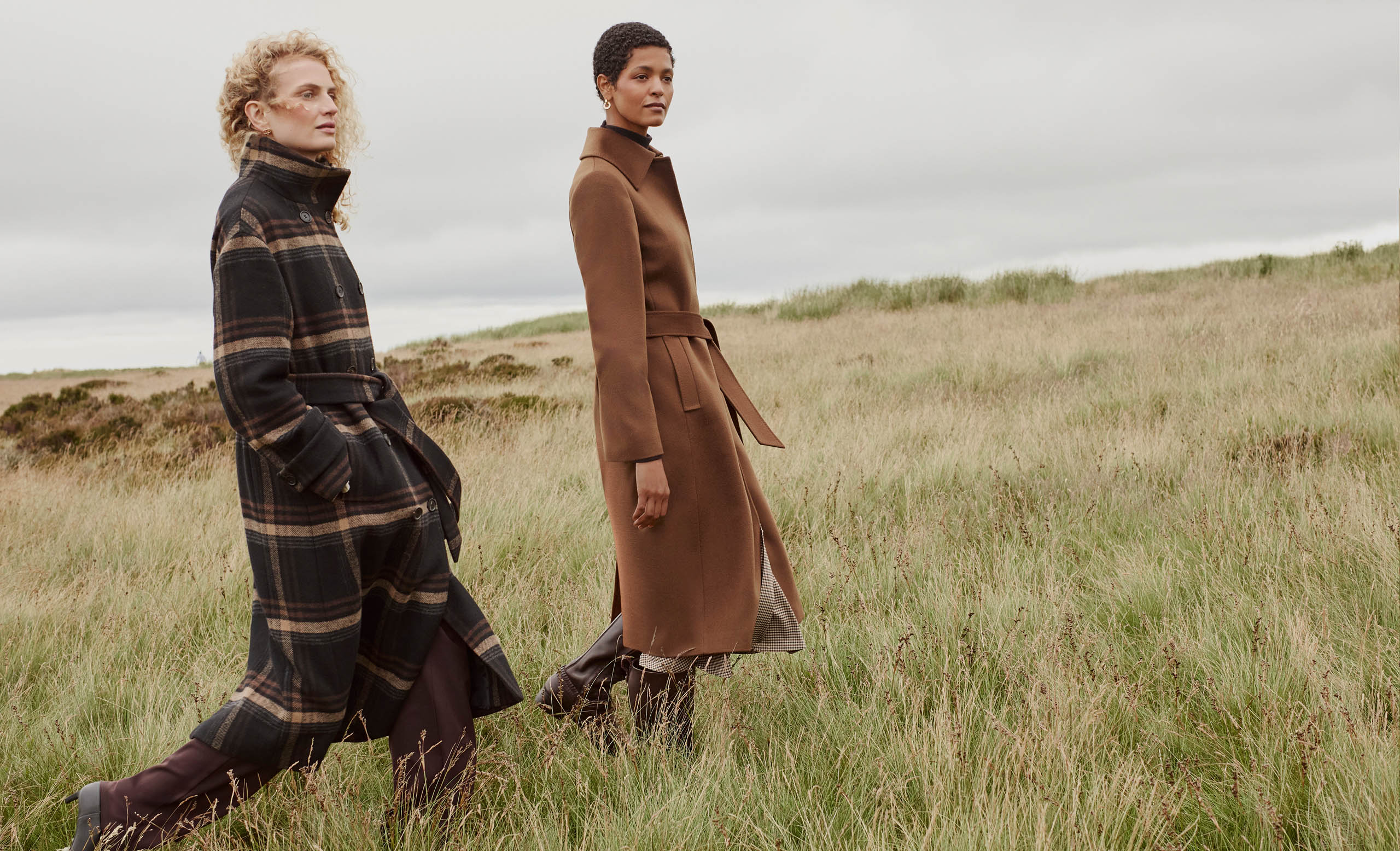 Models wearing Hobbs coats on the Yorkshire Moors