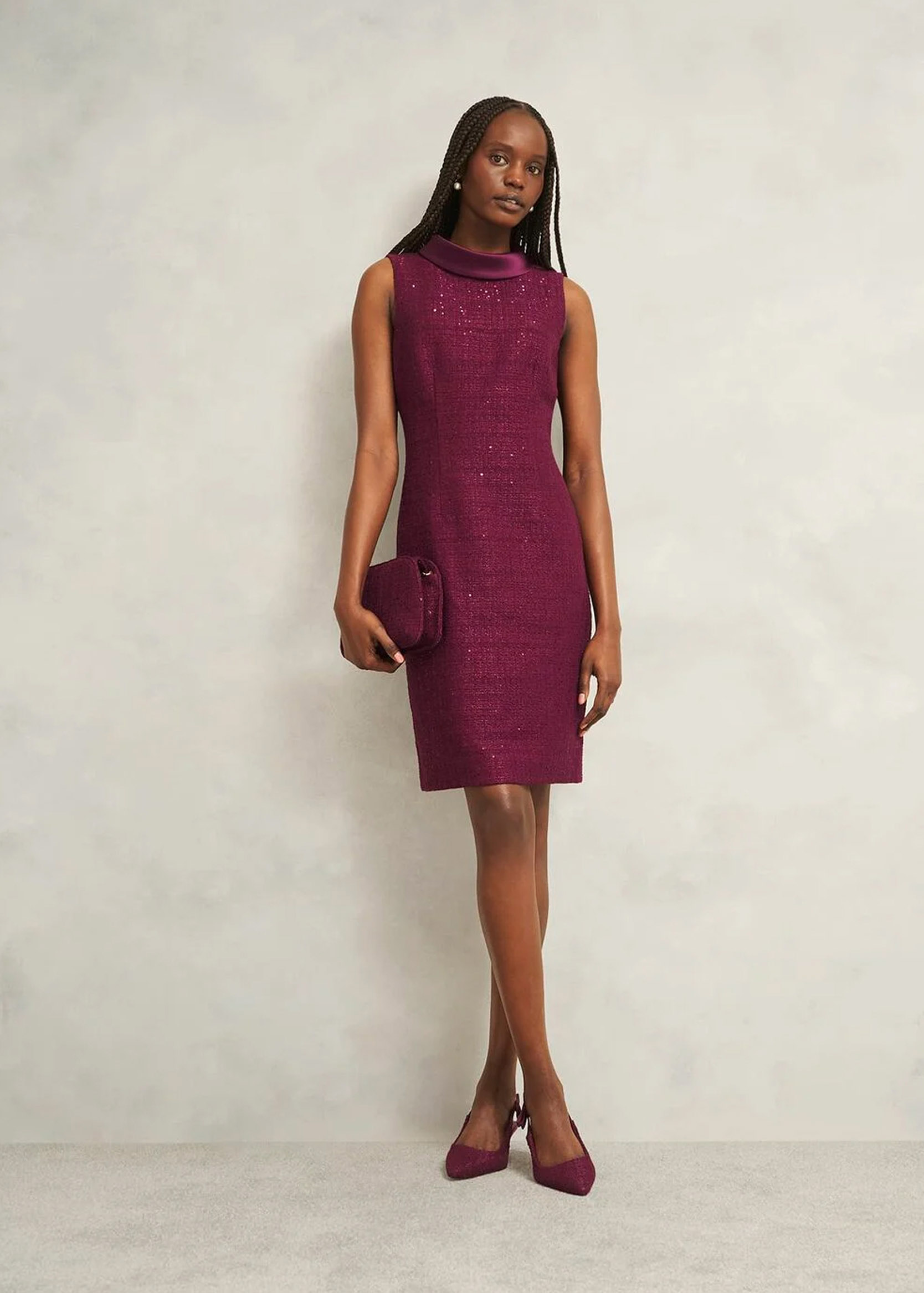 A woman wearing a sequin co-ord.