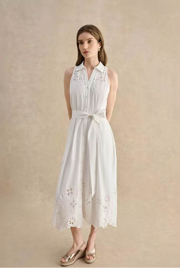 A woman wearing Hobbs dress.