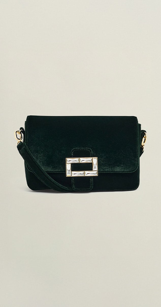 A Hobbs Alexandria Velvet Clutch Bag.