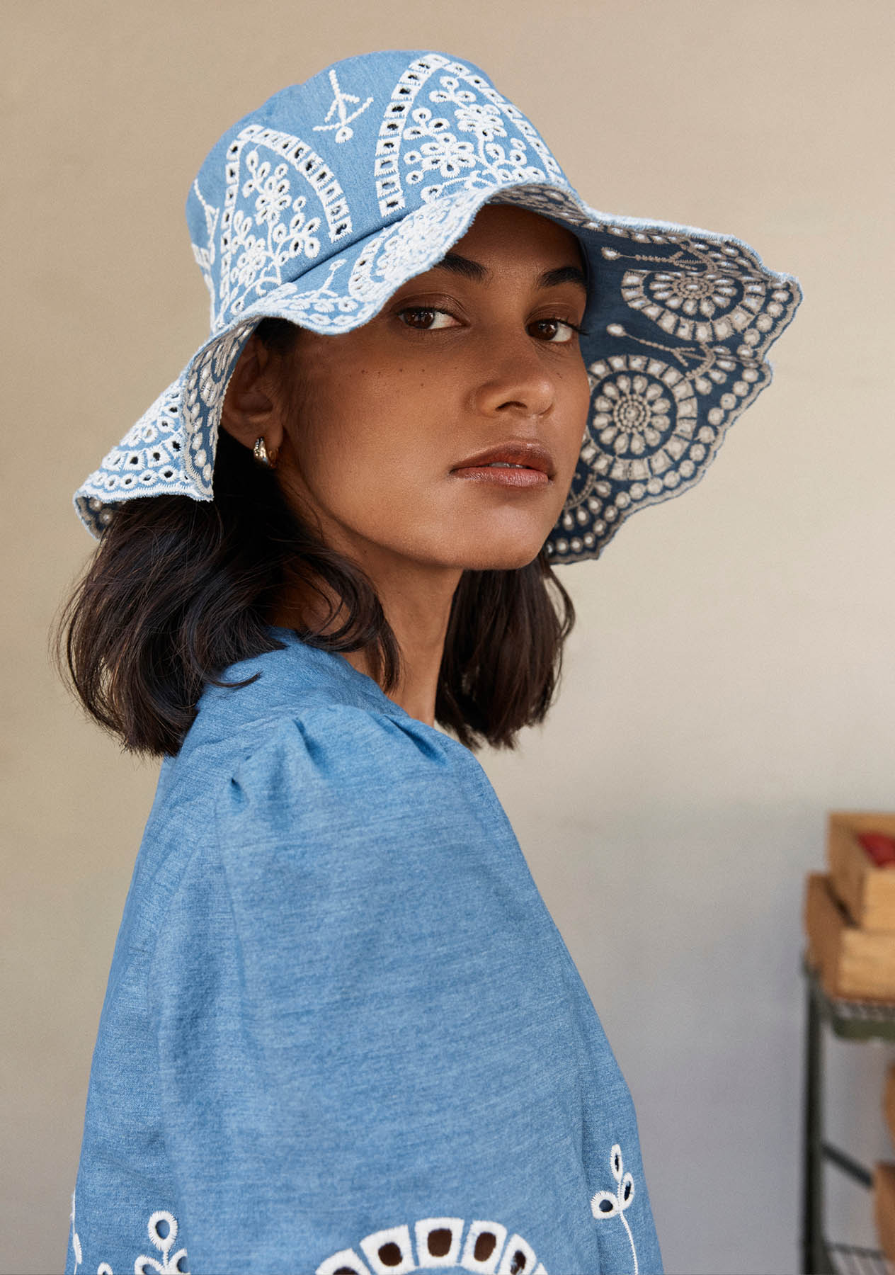 Women wearing Hobbs chambray.