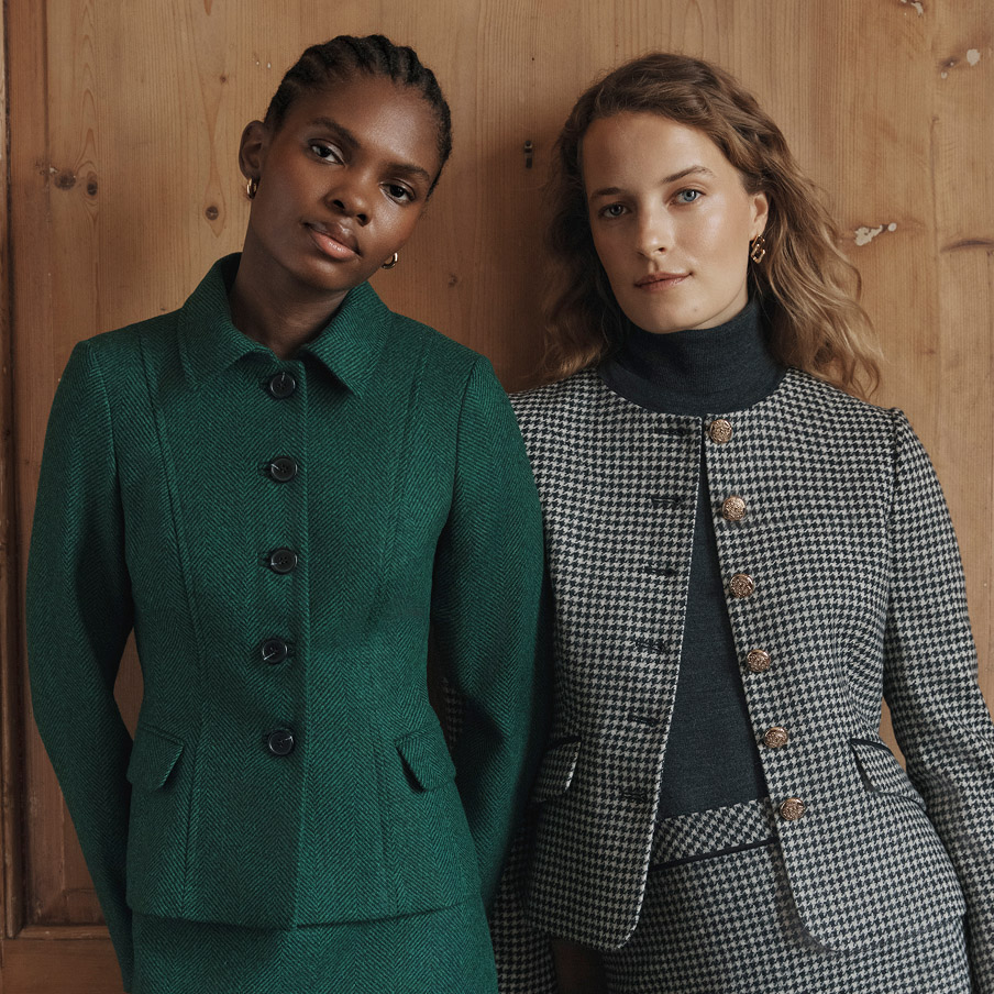 Image of model wearing wool jumper.